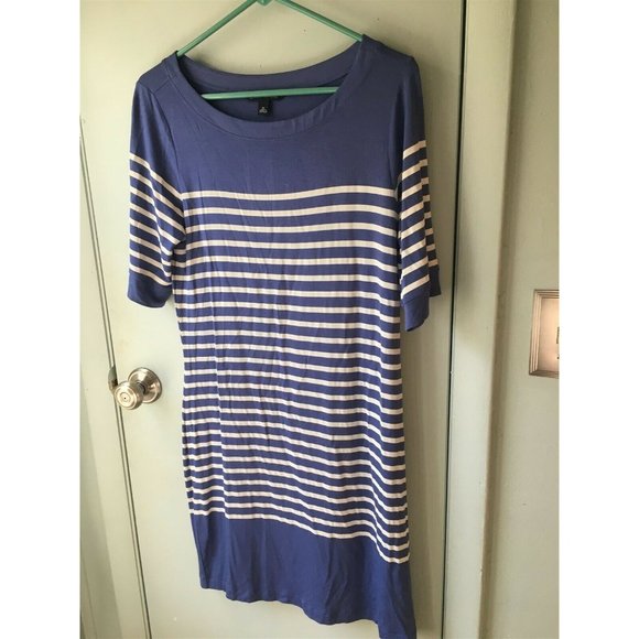 Banana Republic size M striped rayon T Shirt dress blue sailor nautical Medium - Picture 1 of 6